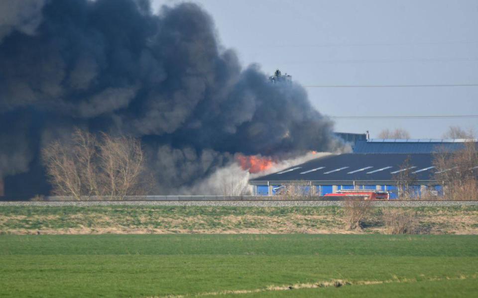 In een bedrijfspand aan de Roede in Franeker woedt vrijdagmiddag een uitslaande brand.
