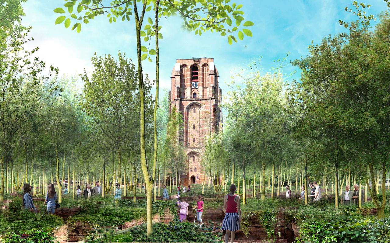Bomen op het Leeuwarder Oldehoofsterkerkhof: artist's impression van Bosk, een van de grote projecten van het Friese kunstproject Arcadia. Bomen op het Leeuwarder Oldehoofsterkerkhof: artist's impression van Bosk, een van de grote projecten van het Friese kunstproject Arcadia.