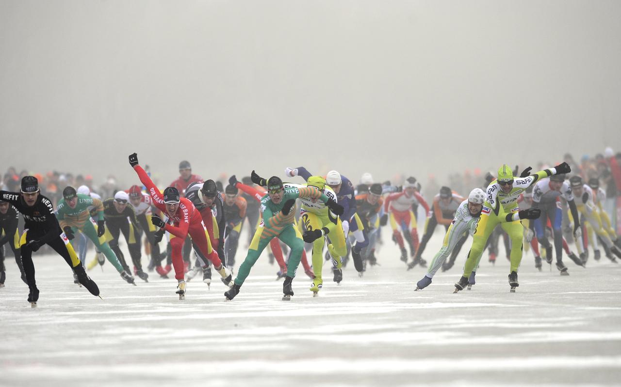 Beeld van het NK marathonschaatsen in 2009 op de Oostvaardersplassen. Beeld van het NK marathonschaatsen in 2009 op de Oostvaardersplassen.