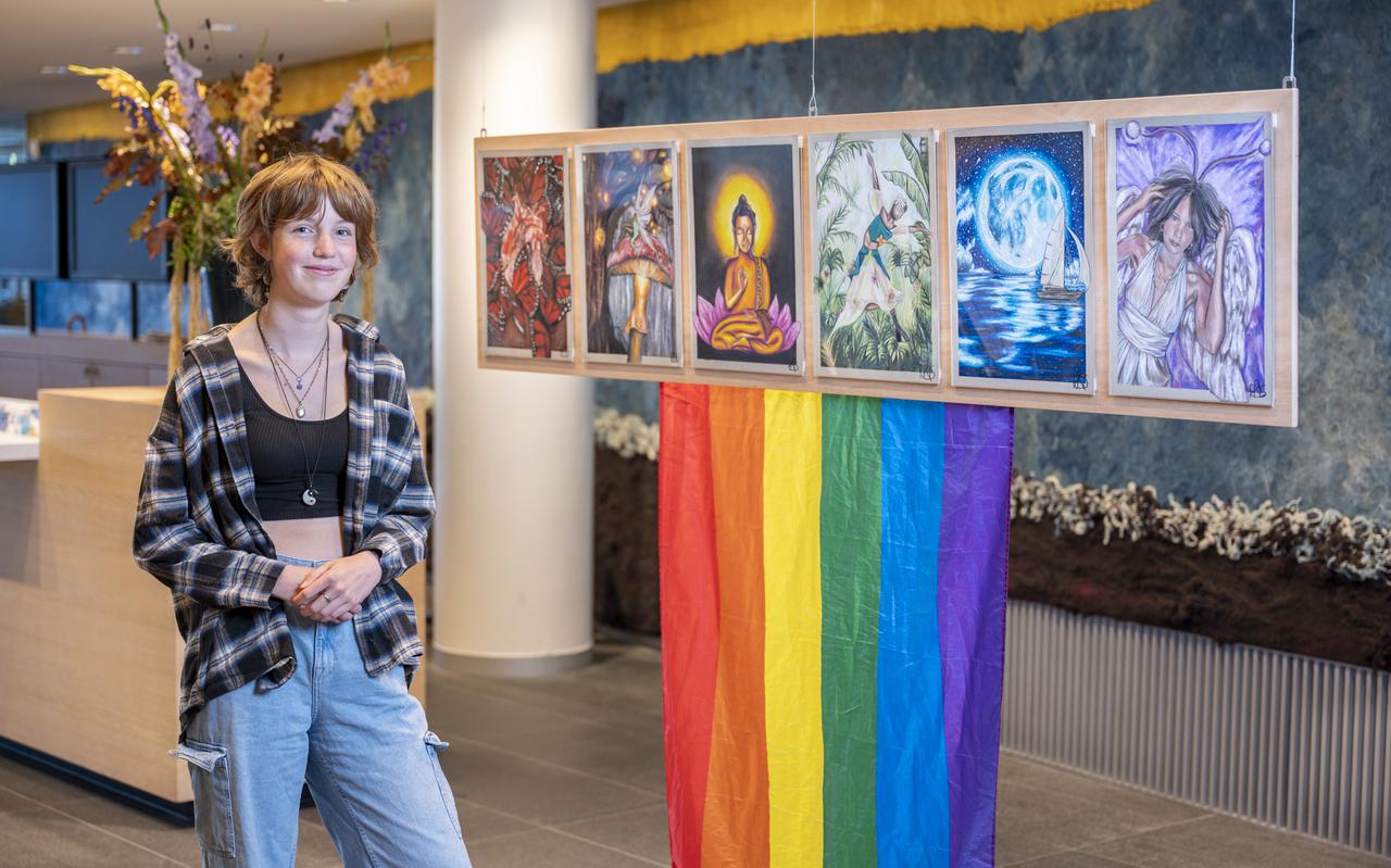 Met haar zes tekeningen geïnspireerd op de kleuren van de regenboogvlag won Fenna Siera de voorronde van Kunstbende en daarmee een expositie in het Fries Museum.