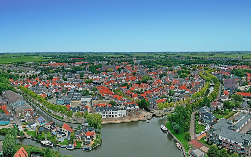 Een luchtfoto van Bolsward.