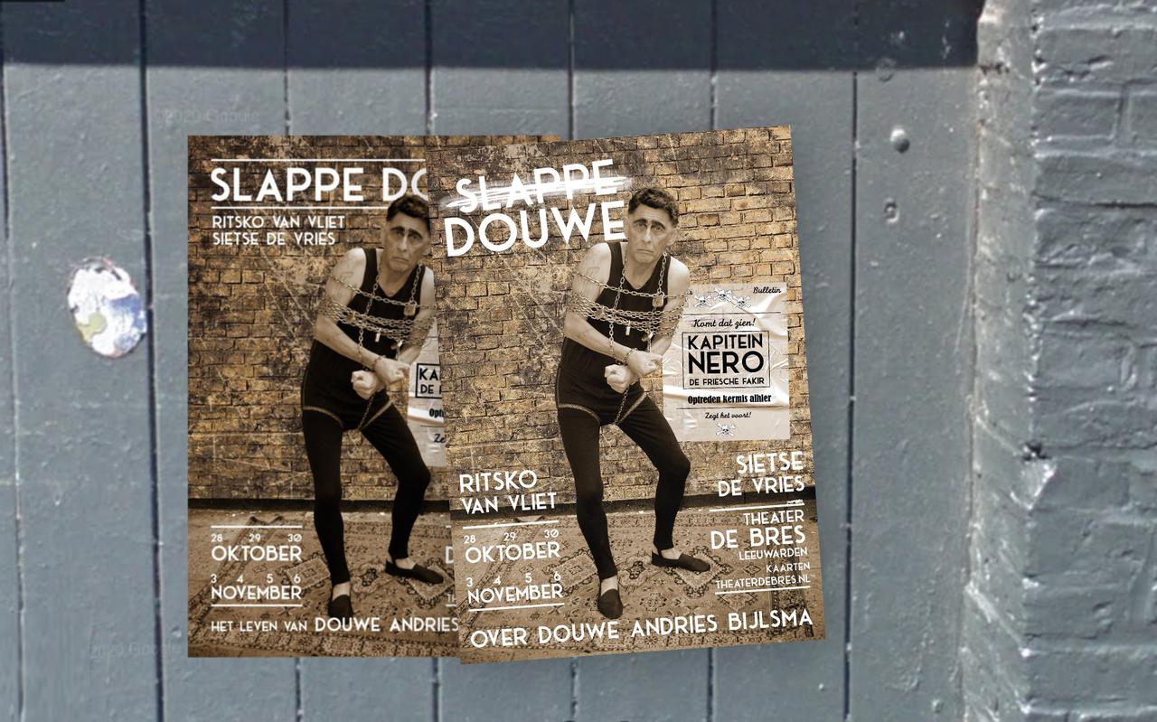 De oude en de nieuwe poster voor theatervoorstelling Slappe Douwe