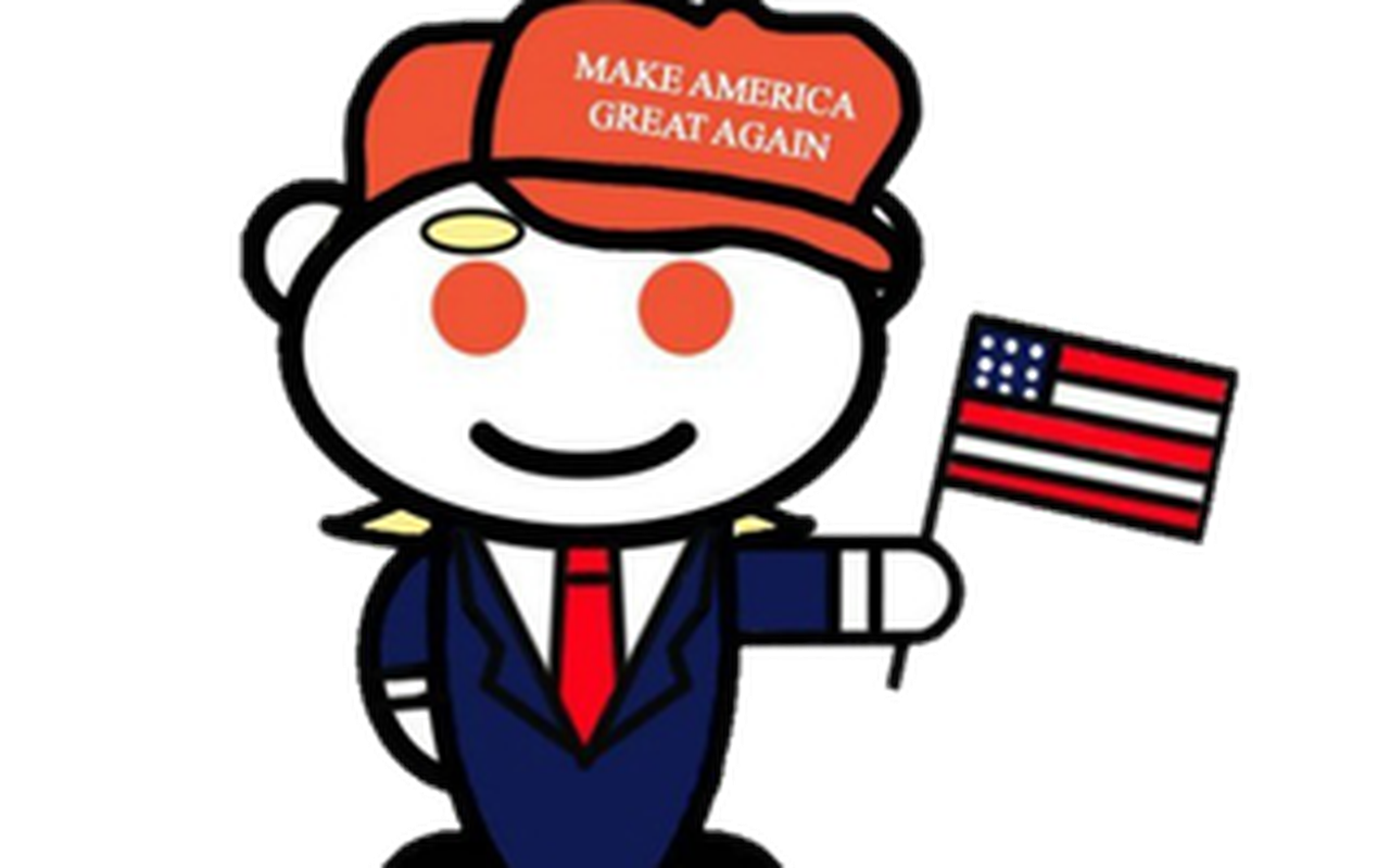 Het icoontje van de groep r/The-Donald, dat inmiddels is verwijderd van Reddit vanwege onder andere haatzaaien. Het icoontje van de groep r/The-Donald, dat inmiddels is verwijderd van Reddit vanwege onder andere haatzaaien.