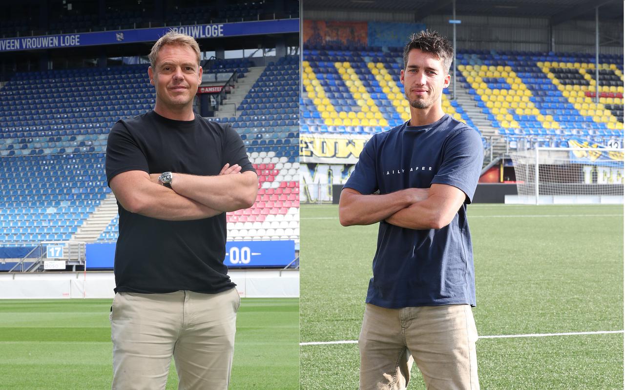 Ole Tobiasen (links) van SC Heerenveen en Martijn Barto van SC Cambuur.