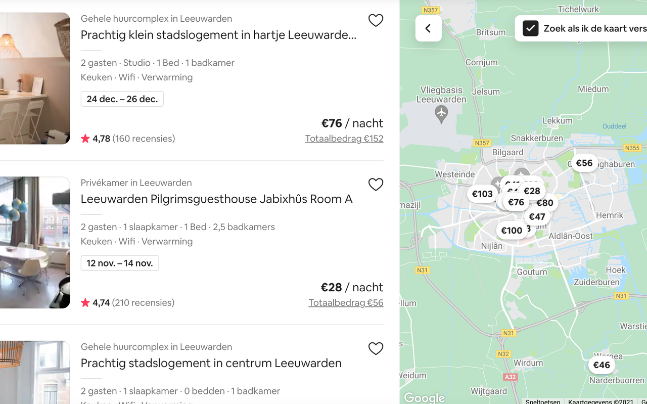 Aanbod van AirBnB in Leeuwarden. Aanbod van AirBnB in Leeuwarden.