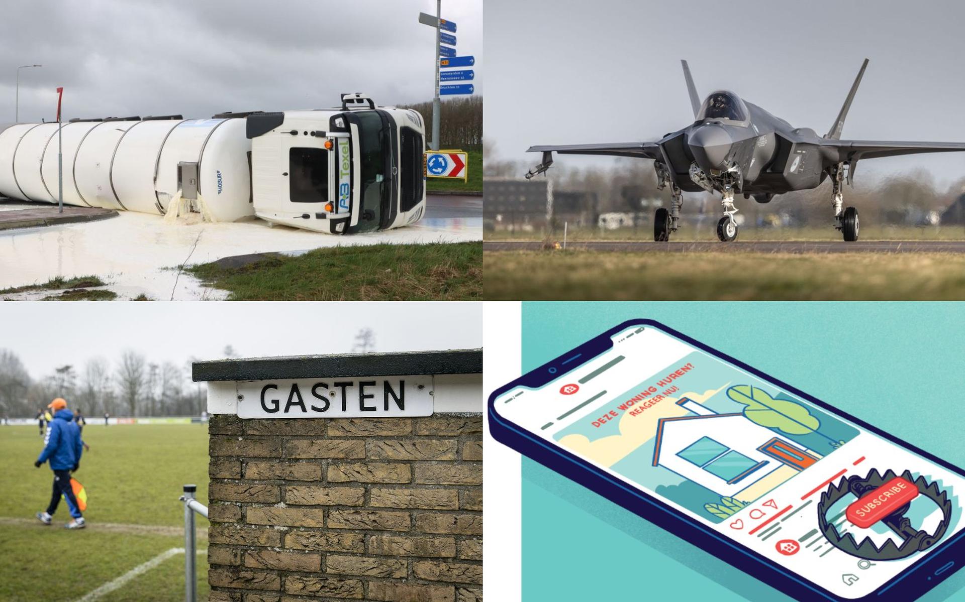 Liters melk op de weg in Marsum & opstijgen met lawaaiige F-35-vliegtuigen kan stiller | nieuws uit 